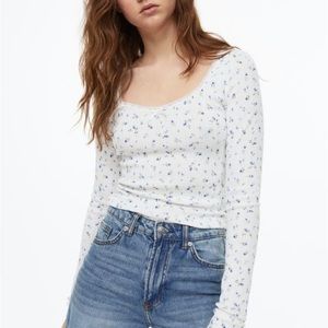 H&M Lace Trim Pointelle Jersey